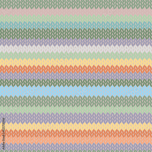Knitted stripes seamless pattern. Fabric imitation vector background. Flat style knit wallpaper. Cute design for gift wrap, paper, textile