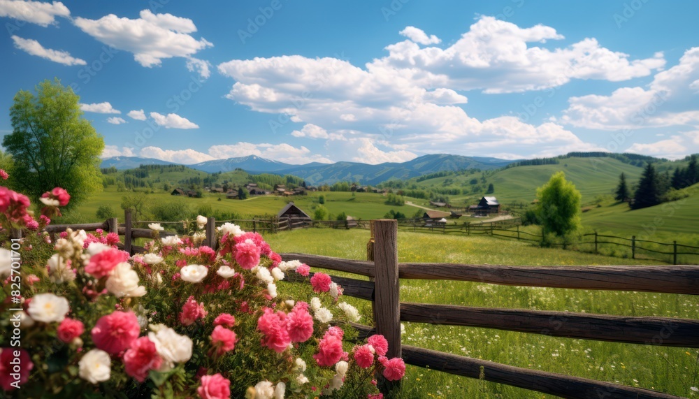 A stunning spring day landscaping views of fertile land surrounded beautiful green vegetation, wide stretches of hills and mountains with clear skies in spring A stunning spring day landscaping views of fertile land surrounded beautiful green vegetation, wide stretches of hills and mountains with clear skies in spring