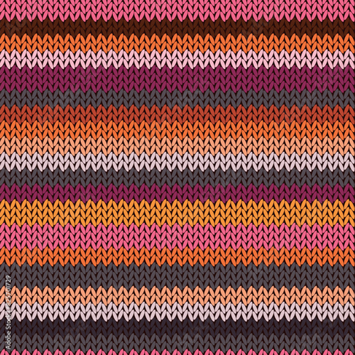 Knitted stripes seamless pattern. Fabric imitation vector background. Flat style knit wallpaper. Cute design for gift wrap, paper, textile