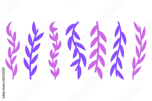Flower vine icon set. Botanical decoration vector