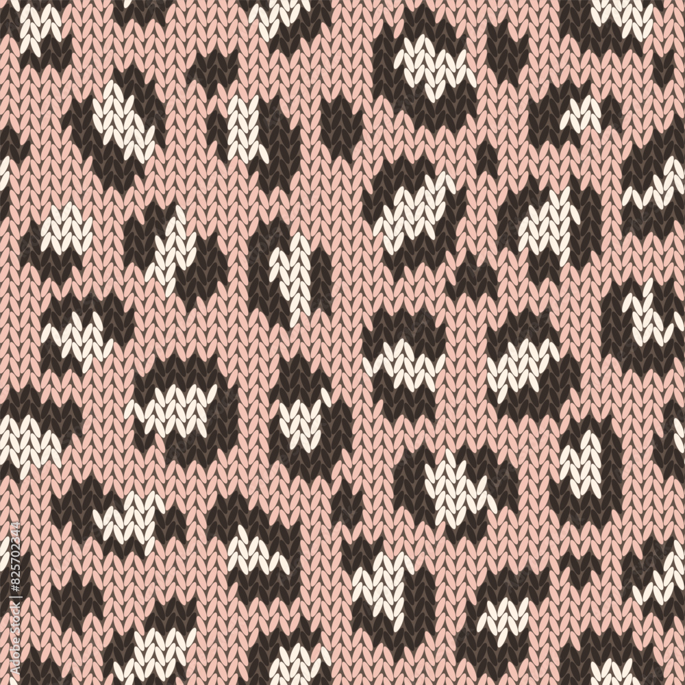 Knitted animal skin seamless pattern. Fabric imitation vector background. Flat style knit wallpaper with leopard print. Cute design for gift wrap, paper, textile Knitted animal skin seamless pattern. Fabric imitation vector background. Flat style knit wallpaper with leopard print. Cute design for gift wrap, paper, textile