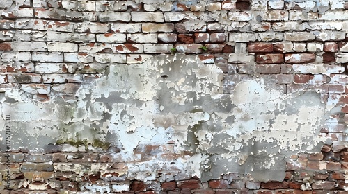 Old wall background with stained aged bricks