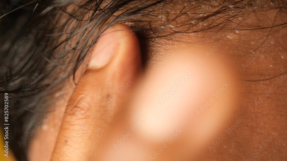 closeup of sweat on forehead against dark background , closeup of sweat on forehead against dark background ,