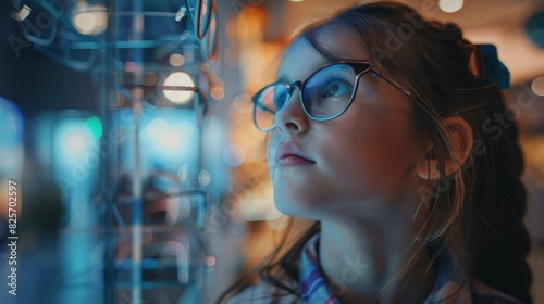 A Young Girl, Glasses In Hand, Browsing An Eyewear Store, Her Face Lighting Up With Each Stylish Frame She Tries On, Hd Images