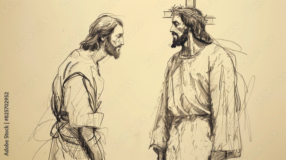 Guidance and Support: Jesus with Person Facing Decision, Biblical Illustration Highlighting His Care Guidance and Support: Jesus with Person Facing Decision, Biblical Illustration Highlighting His Care