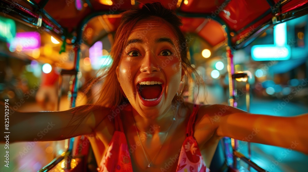 A Young Woman Sitting In A Tuk-Tuk In Bangkok, Thailand, Her Face Filled With Wonder And Excitement, Hd Images A Young Woman Sitting In A Tuk-Tuk In Bangkok, Thailand, Her Face Filled With Wonder And Excitement, Hd Images