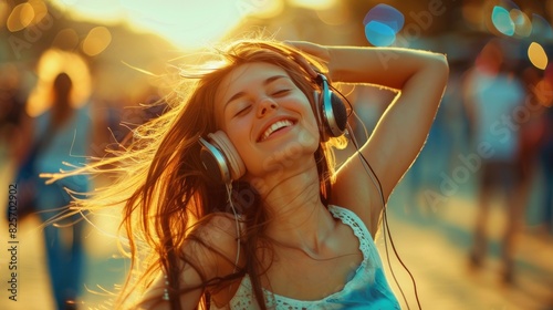 A Young Woman Danced To An Mp3 Player, Enjoying Music And Rhythm In Her Own World, Hd Images photo