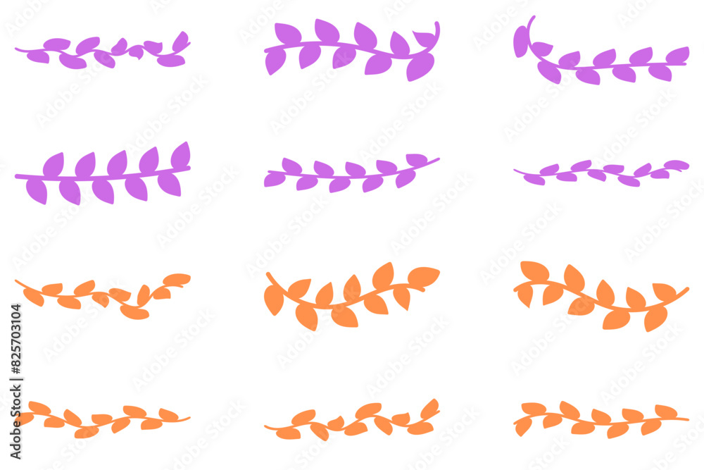 Flower vine icon set. Botanical decoration vector Flower vine icon set. Botanical decoration vector
