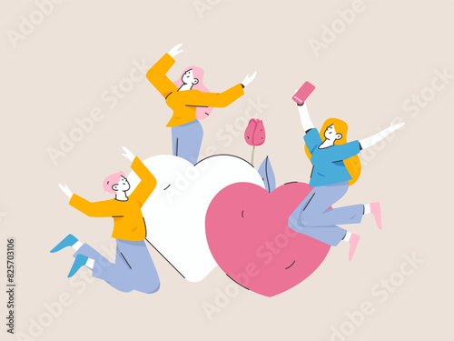 3.12 International Women's Day professional women flat character vector concept operation hand drawn illustration
