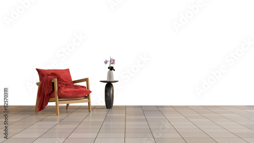 Tablou pe pânză a chair and a vase on a tiled floor