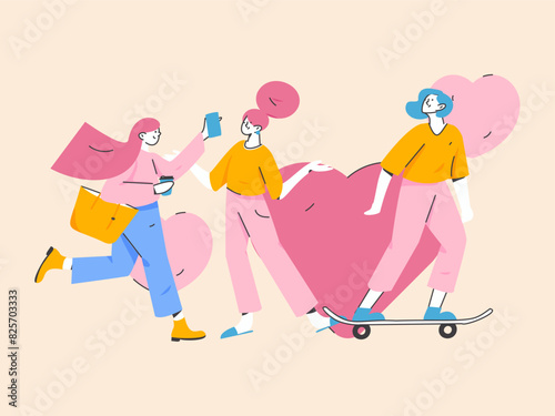 3.12 International Women's Day professional women flat character vector concept operation hand drawn illustration
