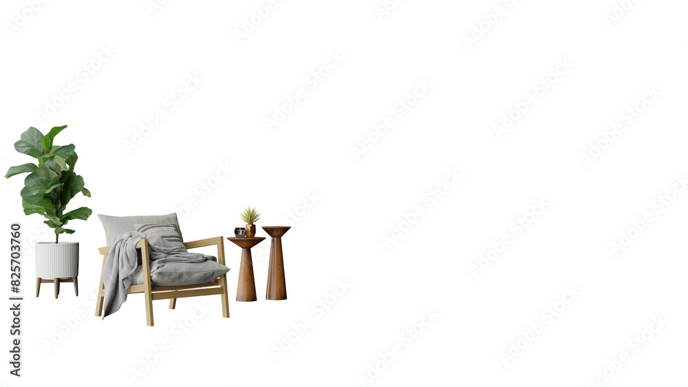 Fototapeta premium a chair and a plant in a room