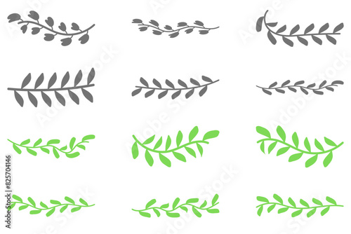 Flower vine icon set. Botanical decoration vector
