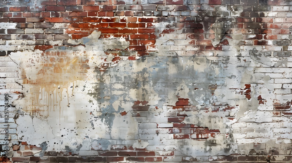 Obraz premium Old wall background with stained aged bricks