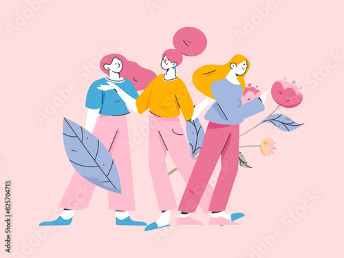 3.12 International Women's Day professional women flat character vector concept operation hand drawn illustration
