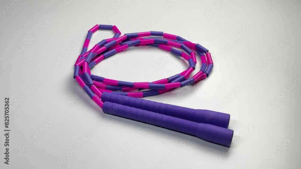 360 degree purple and pink skipping rope isolated on white background