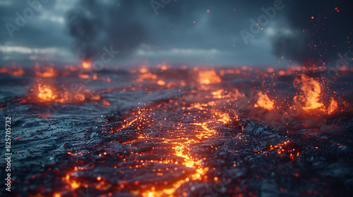 the sea and lava in the image