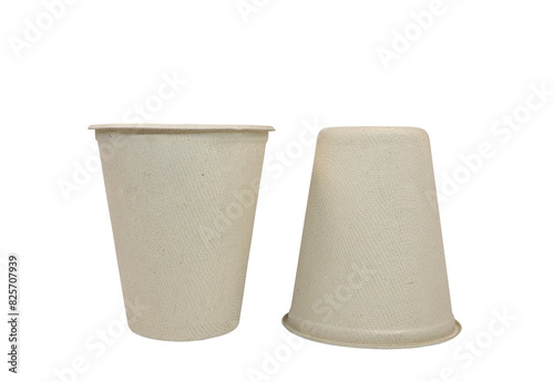 Brown paper cups on white background with clipping path.Concept plastic free, Eco friendly