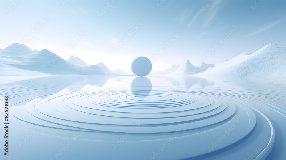Digital blue and white circular ripples graphics poster background