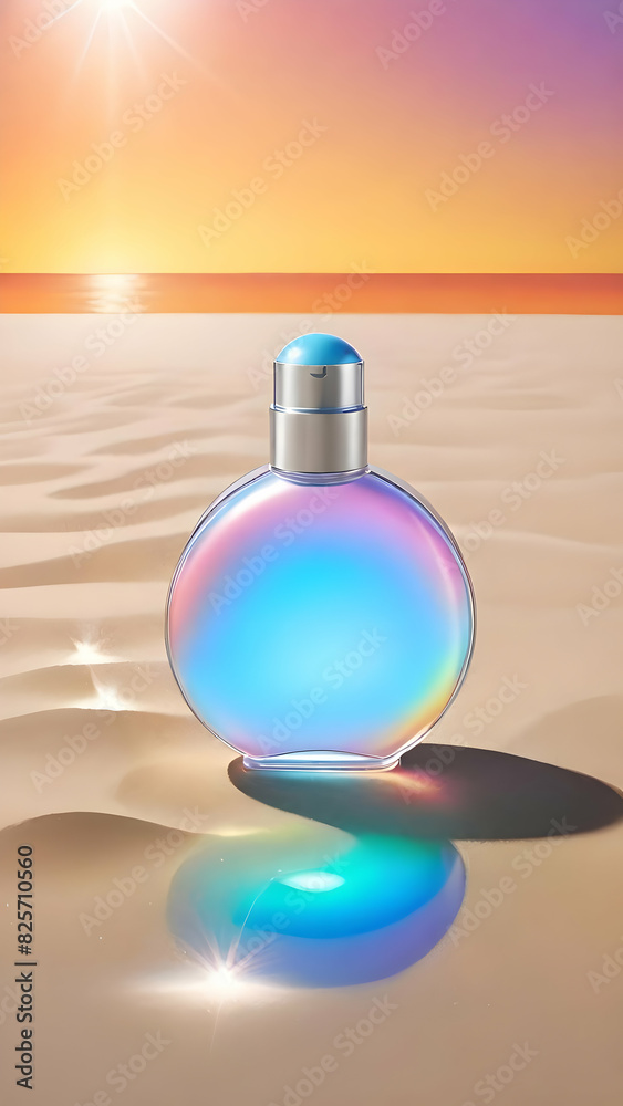 Summer with hologram light background and blank for placing product Summer with hologram light background and blank for placing product