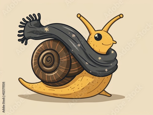 A cartoon snail wearing a blue scarf.