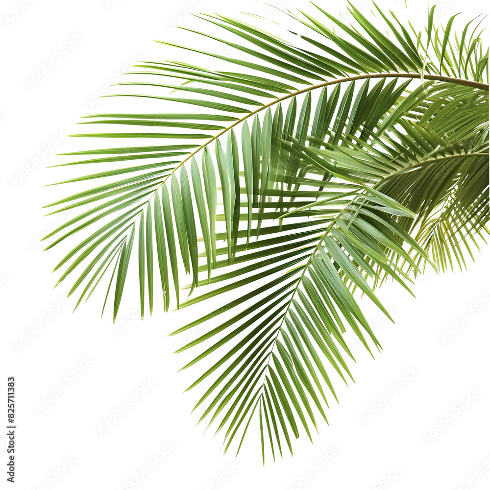 Fototapeta premium Palm Tree Branch Illustration on Transparent Background