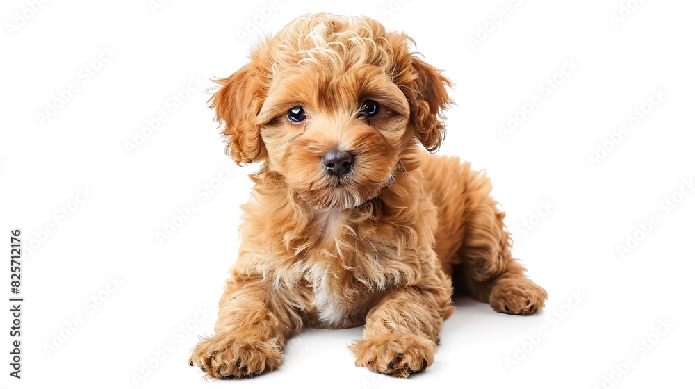 Cute puppy of Maltipoo dog posing isolated over white background : Generative AI