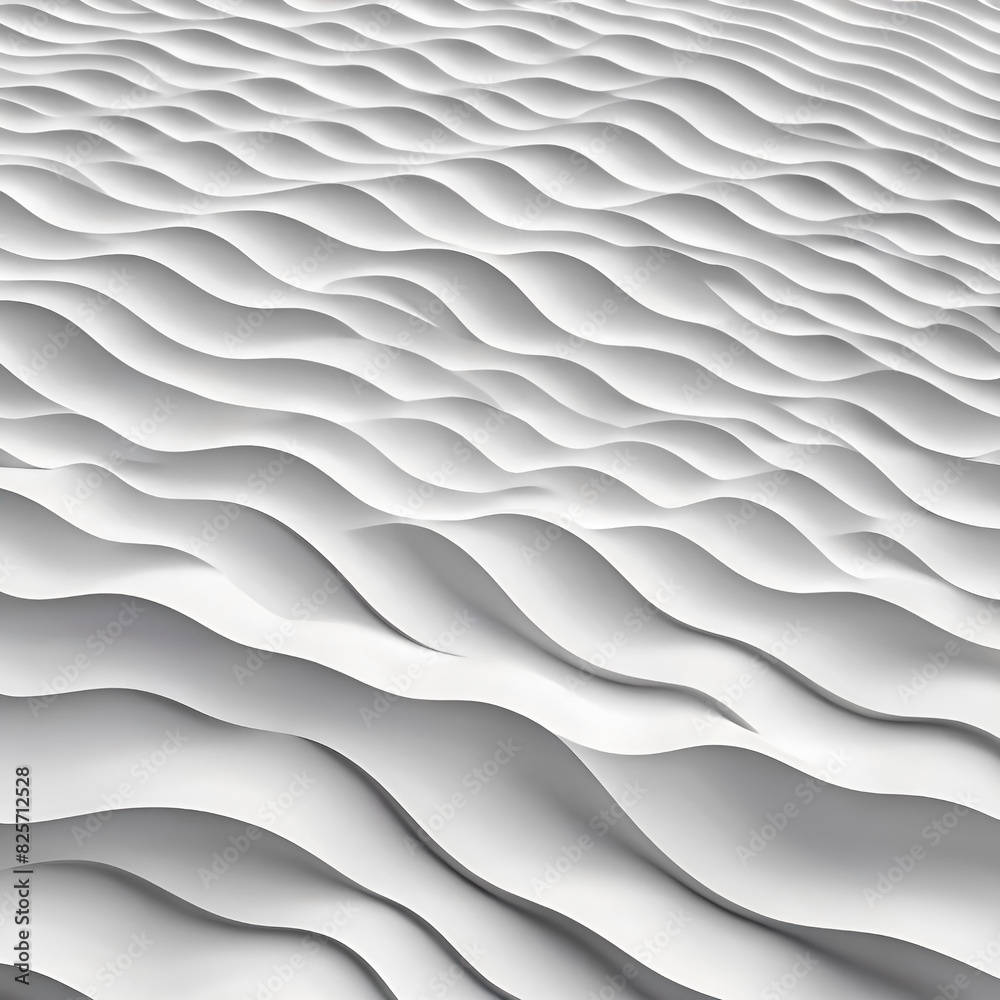Abstract white soft waves in desert: minimalism 3D background for design