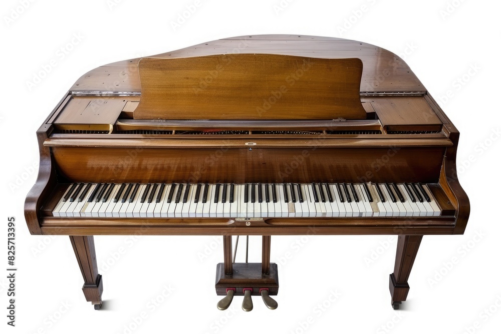 A majestic grand piano, its keys waiting to produce harmonious melodies, isolated on pure white background. A majestic grand piano, its keys waiting to produce harmonious melodies, isolated on pure white background.