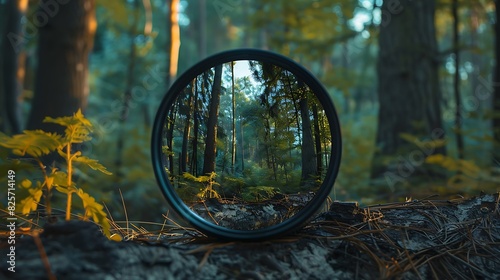 Obraz na płótnie Forest reflection in lens w salonie