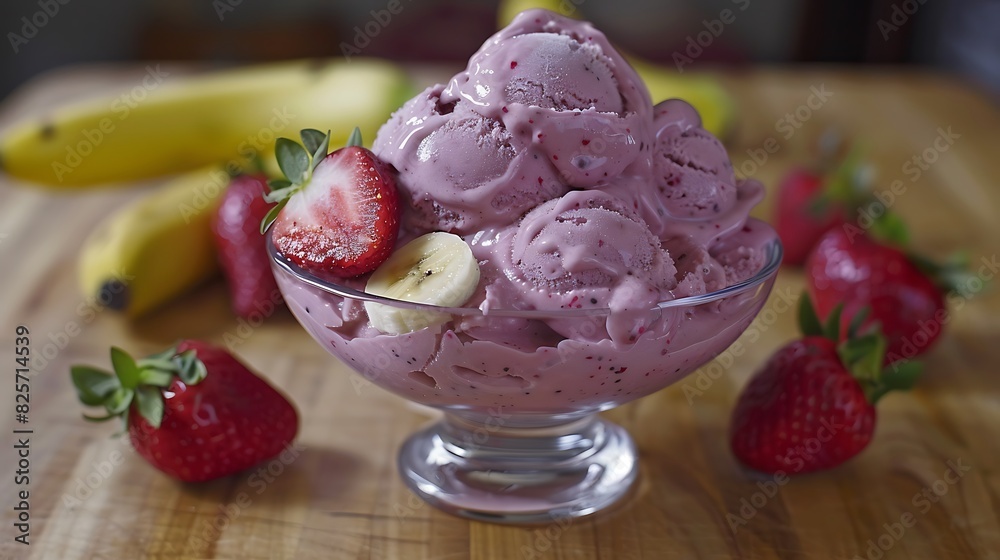 Frozen acai ice cream bananas strawberry condensed milk