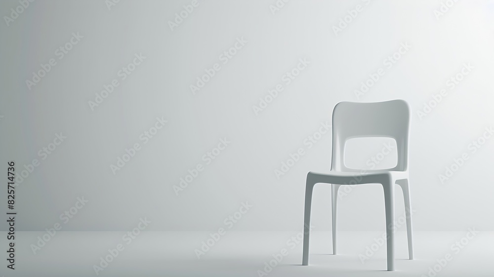 Obraz premium Empty white plastic chair isolated on white : Generative AI