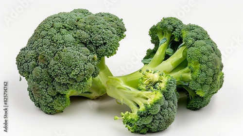 Fresh healthy broccoli on white background : Generative AI
