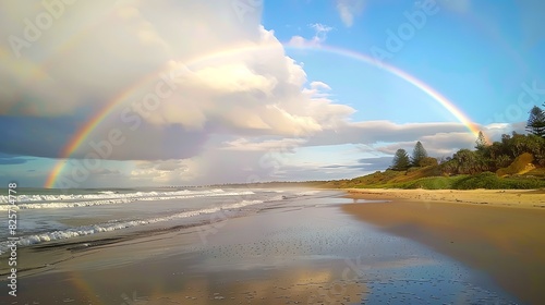 Full rainbow arches over seven mile beach lennox head photo