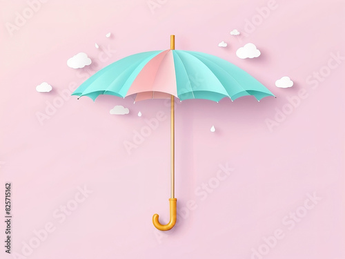 Rainy season collection. Umbrella and space for text