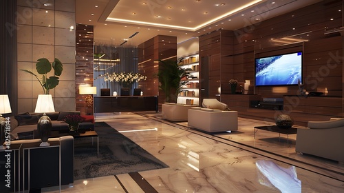 Hotel lobby and a led tv