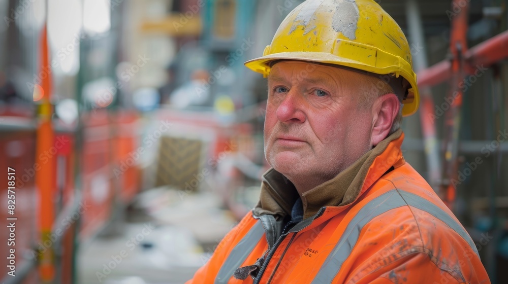 The foremans presence alone instills a sense of order and efficiency in the busy construction environment. The foremans presence alone instills a sense of order and efficiency in the busy construction environment.