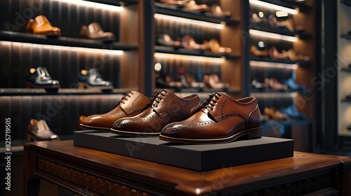 Luxury mens boutique leather shoe display