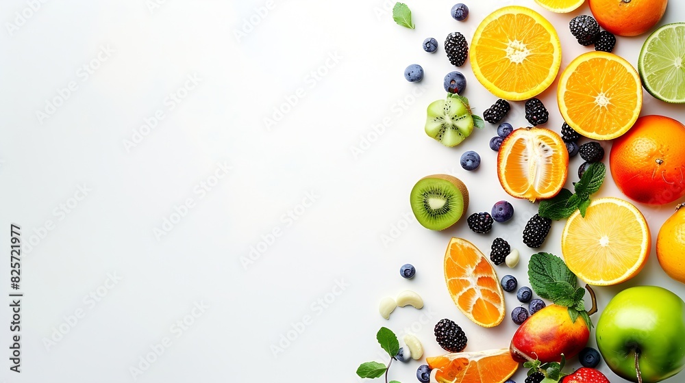 No 1 One with fruit background White background : Generative AI No 1 One with fruit background White background : Generative AI