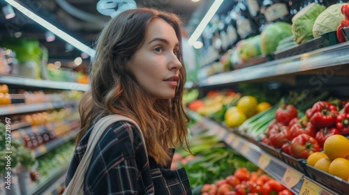 Woman shopping for fresh seasonal produce
