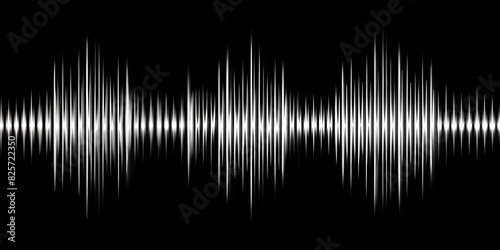 Digital illustration of a blue audio equalizer with sound waves on a black background