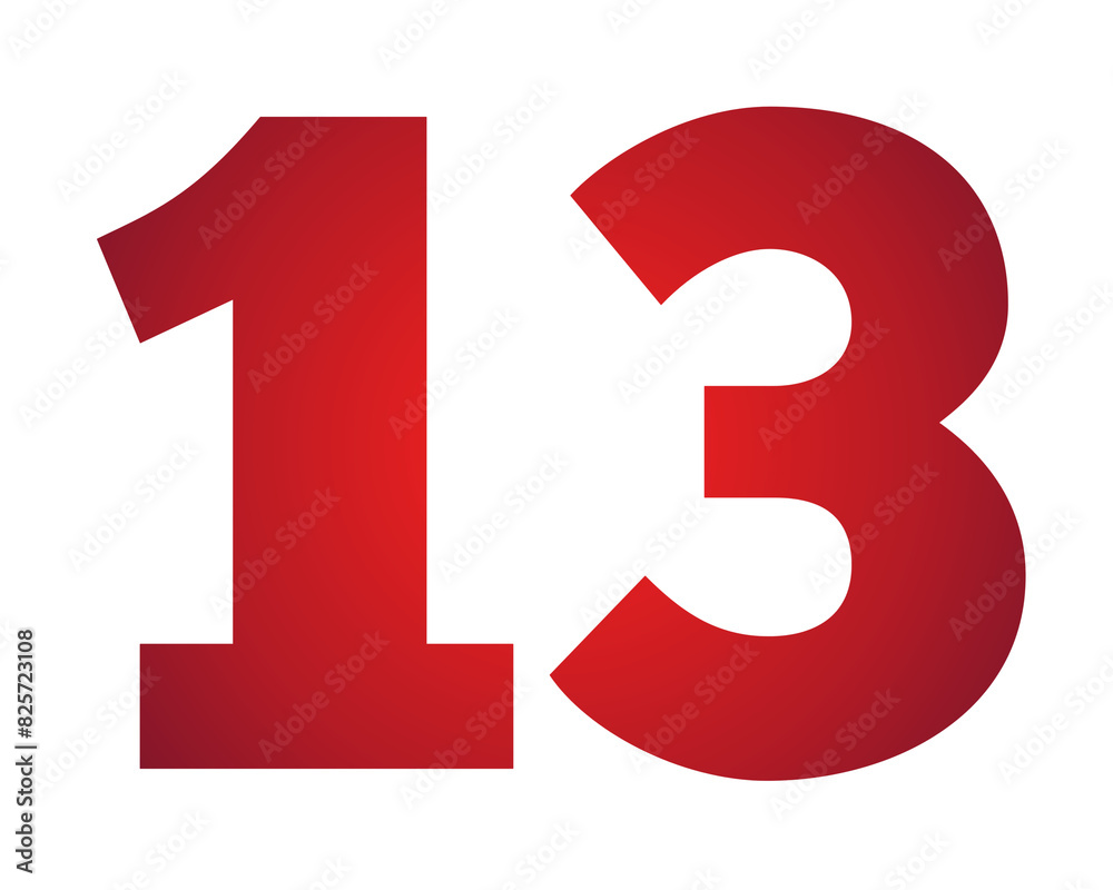 13 thirteen sign symbol Red gradient color number illustration on transparent background 13 thirteen sign symbol Red gradient color number illustration on transparent background