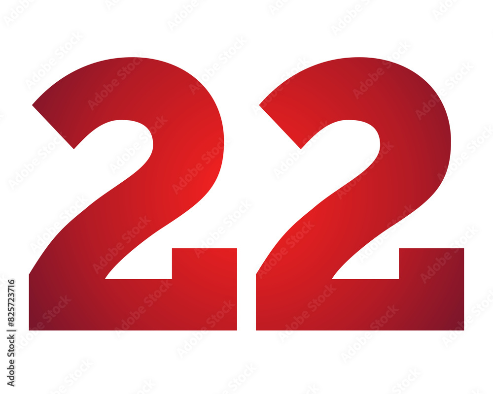 Red gradient color number 22 illustration on transparent background Red gradient color number 22 illustration on transparent background