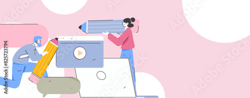 Education and learning people flat vector concept hand drawn illustration
