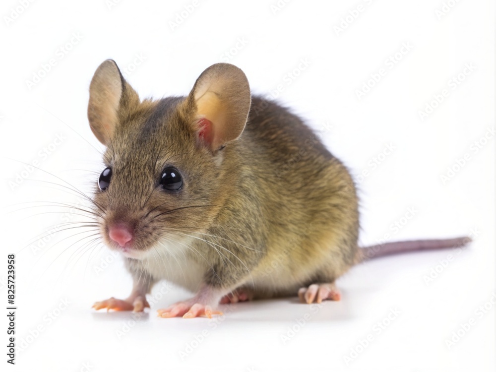Gray common house mouse isolated on white background,generative ai Gray common house mouse isolated on white background,generative ai
