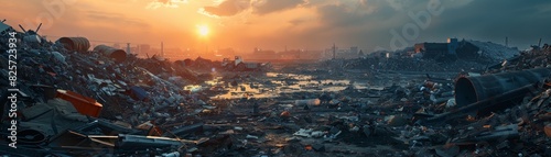 A desolate waste management facility overflowing with discarded material  photo