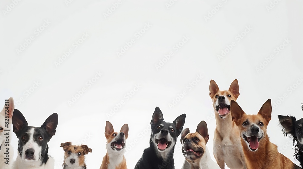 Art collage made of funny dogs different breeds posing isolated over white studio background Concept of motion action pets love animal life Look happy delighted Copyspace for ad flyer : Generative AI Art collage made of funny dogs different breeds posing isolated over white studio background Concept of motion action pets love animal life Look happy delighted Copyspace for ad flyer : Generative AI