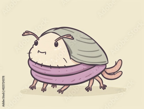 Cute cartoon bug with a pink scarf.