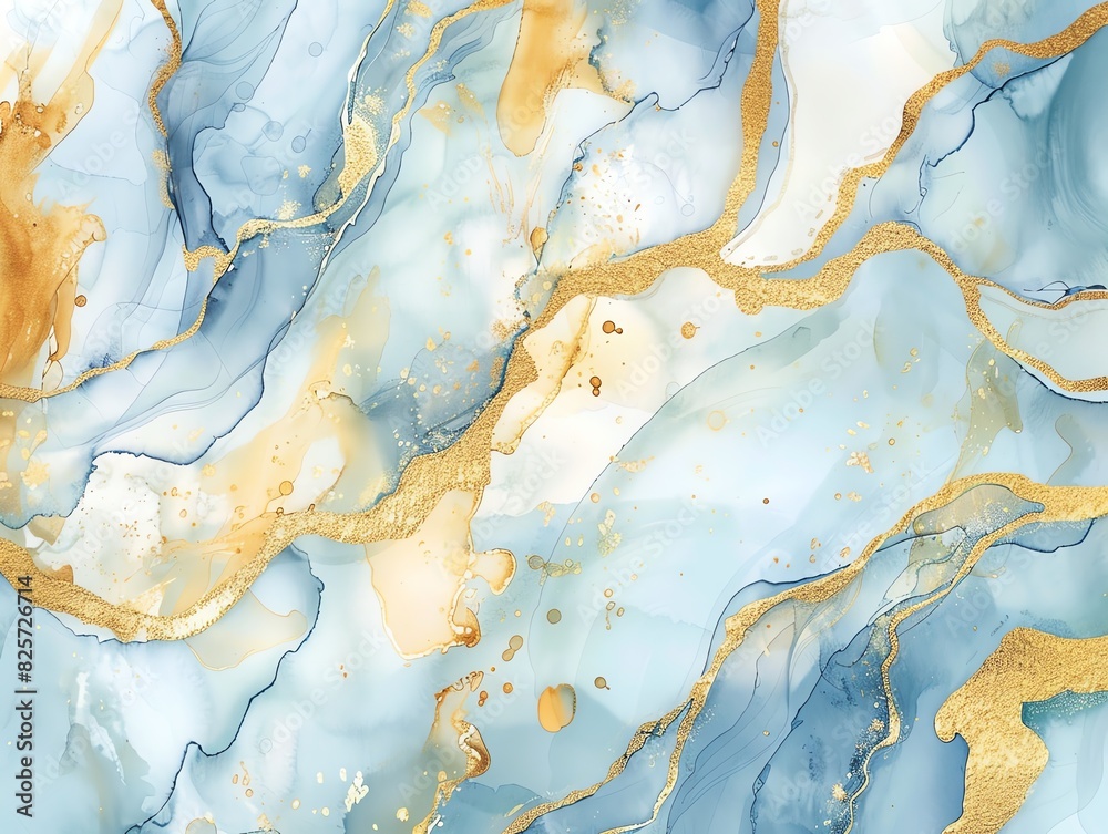 Naklejka premium Elegant gold and blue watercolor marble texture, luxurious and sophisticated design