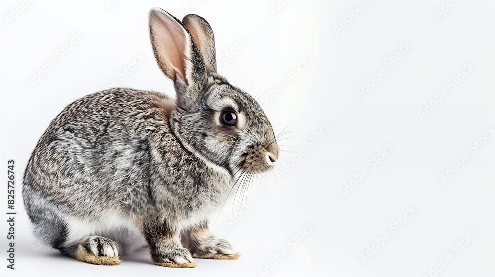 Fototapeta premium grey rabbit on a white background : Generative AI